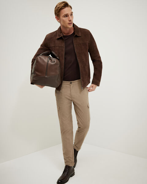 Suede Leather Jacket, Chocolate, hi-res